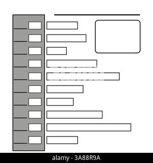 Form layout template. Simple vector outline. Structured text boxes. Minimal information design. Stock Vector