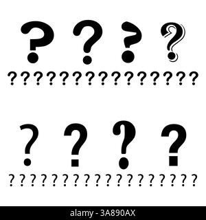 Question mark icon. Bold query symbol. Repeating mark design. Black and white shape. Stock Vector