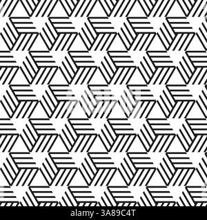 Geometric pattern icon. Impossible shape illusion. Abstract black white design. Seamless repeating vector. Stock Vector