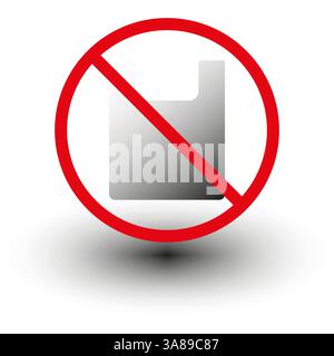 No plastic bag. Red prohibition icon. Environmental vector design. Minimal eco symbol. Stock Vector