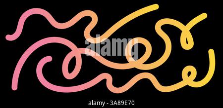 Vibrant abstract background with pink and yellow neon gradients. Smooth 3D lines, dynamic swirls, and fluid shapes create a modern, trendy, and Stock Vector