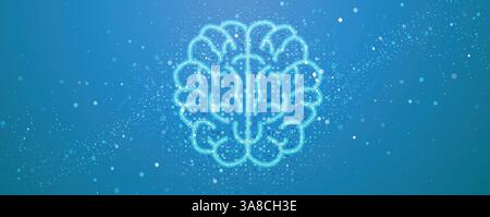 Human brain in concept of world mind metaverse big data or cyber security technology background Stock Vector