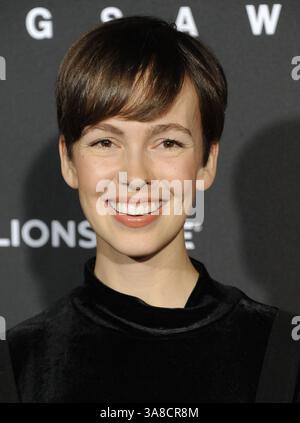Brittany Allen arriving at the premiere of Lionsgate's 'Jigsaw' on