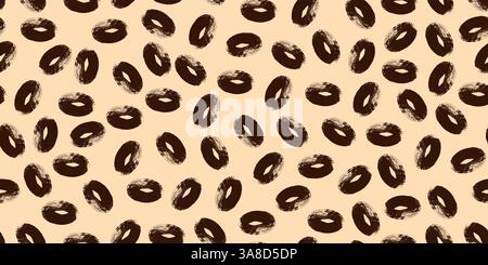 Hand Drawn Dots in Seamless Pattern, Circular Doodle and Grunge Ovals. Brushstroke circles with grungy texture, playful background with black dots Stock Vector