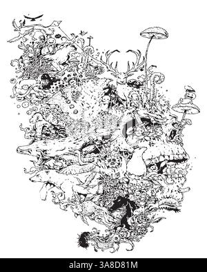 Ukraine cartoon vector doodles illustration. Ukrainian symbols, elements and objects background. Sketchy funny picture. All items are separated Stock Vector
