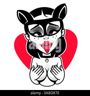 Woman in a mask. Beautiful catwoman logo. vector illustration Stock Vector
