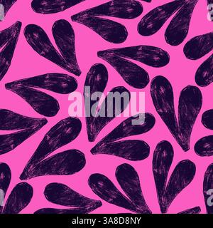 Geometric Abstract Brushstrokes Seamless Pattern with Trendy Bold Shapes Isolated on Simple Pink Flat Background. Colorful decorative and minimal hand Stock Vector