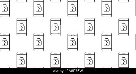 Patterns of locked smartphones on a white background illustrating digital security concepts Stock Vector