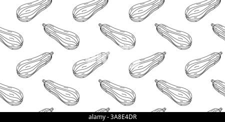 Background pattern featuring hand-drawn squash illustrations on a white surface Stock Vector