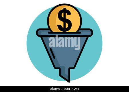 Sales funnel icon. colored outline icon style. icon related to digital marketing. business elements vector illustration Stock Vector