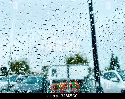 Raindrops on the car window Stock Photo
