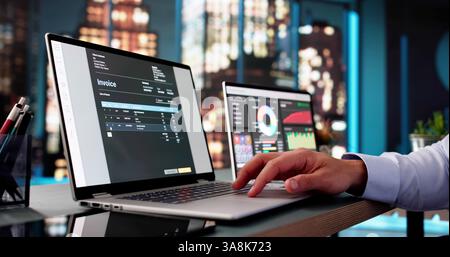 Online Digital E Invoice Statement On Laptop Stock Photo