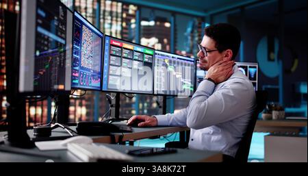 Scrum Project Manager Using Scrum Board Scheduling Software Stock Photo