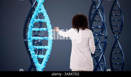 Medical Doctor Using Advanced DNA Technology For Science Research Stock Photo