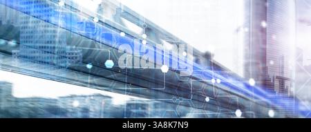 Abstract background with connected line and dots, sots. Futuristic digital background for Business Science and technology. Stock Photo