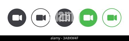 Icon Videocall set. Video camera different icons. Conversation concept. Chat buttons. Video conference. Vector illustration isolated on white Stock Vector