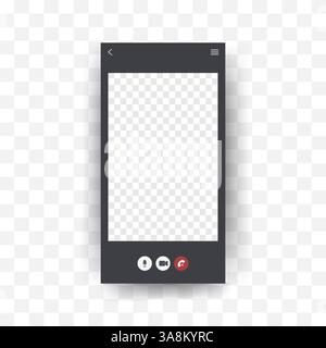 Videocall Interface. Online Video chat mockup. Mobile phone template. Virtual meeting platform display. Vector Illustration in flat style. Stock Vector