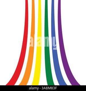 Rainbow Stripes Flowing Upward Colorful curved rainbow lines rising vertically Stock Vector