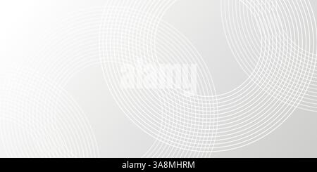 Grey gradient background with line circles. Minimal smooth elegant grey backdrop. Abstract motion circles, dynamic design for banner, ads, poster Stock Vector
