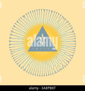 Array with dynamic particles of small particles in circle. Modern science and technology element. Abstract dotted background. Vector illustration. Stock Vector