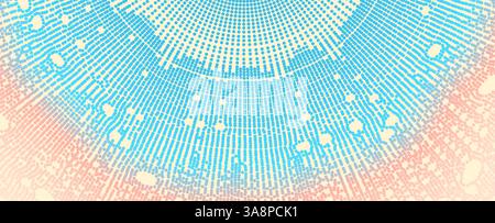 3d abstract half-round. Array with dynamic particles. Cover design template. Vector illustration. Stock Vector
