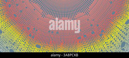 3d abstract half-round. Array with dynamic particles. Cover design template. Vector illustration. Stock Vector