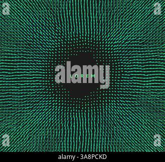 Small particles strive out of center. Array with dynamic particles. Abstract grid design. Vector illustration in technology style. Can be used for sci Stock Vector