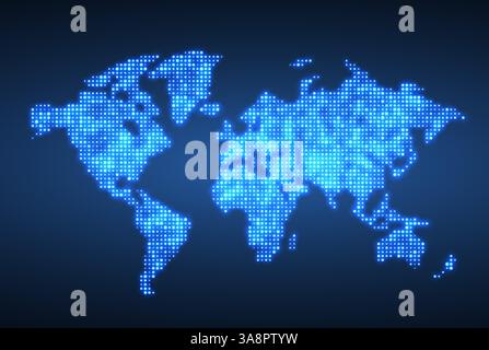 Dot pattern world map isolated. Flat vector illustration Stock Vector ...