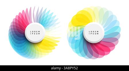 Set of circles. Abstract geometric design. Vector illustration made of various overlapping elements. Applicable for banners, placards, posters or flye Stock Vector