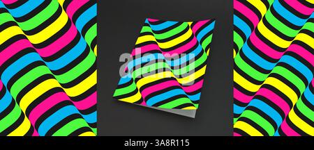 Abstract dynamic template with wavy curved ribbons. Modern cover design. 3d vector illustration. Stock Vector