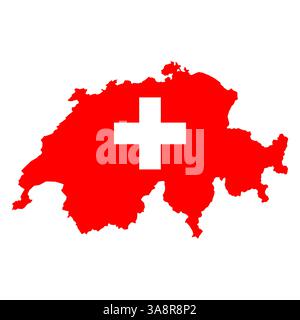 Switzerland map shape, travel web flat concept icon symbol vector illustration . Stock Vector