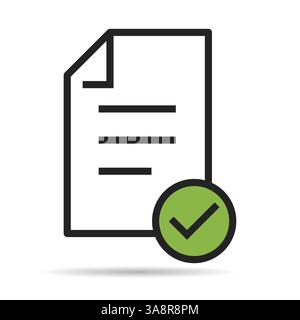 In compliance icon shadow sign, company passed inspection symbol, complete checkmark vector . Stock Vector