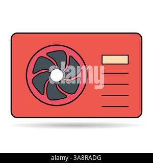 Heat pump air source shadow icon, cooling electric system machine, cool web vector illustration . Stock Vector
