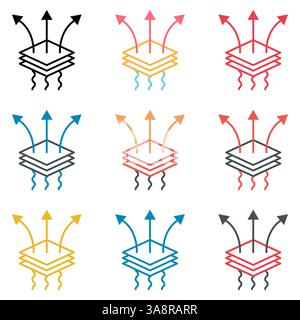 Set of Breathable resistant icon, waterproof material protection sign, web vector illustration . Stock Vector