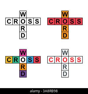 Set of Crossword concept icon, cross word graphic, web flat vector illustration . Stock Vector