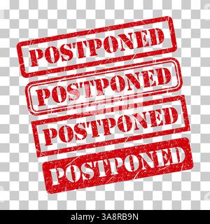 Set of Postponed stamp symbol, label sticker sign button, text banner vector illustration . Stock Vector