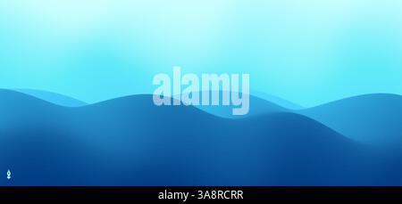 Blue abstract ocean seascape. Sea surface. Realistic landscape with waves. Nature background. Cover design template. 3d vector illustration for banner Stock Vector