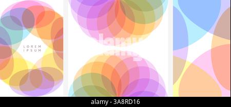 Abstract background with translucent overlapping coloured shapes. Modern design. Set of spheres. 3d vector illustration for brochure, banner, cover, c Stock Vector
