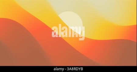 Landscape with mountains and sun. Sunset. Mountainous terrain. Abstract background. Vector illustration. Stock Vector