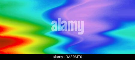 Multicolored wavy gradient in rainbow tones with soft texture and fluid motion. Great for modern design and backgrounds. Long banner Stock Photo