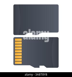 File Storage Black MicroSd Card Vector. Simple MicroSd Card Element. MicroSd Card Icon. Stock Vector