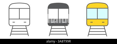 Train icon collection, transportation and vehicle, train vector icon set, vector graphics, editable stroke outline sign, eps 10 Stock Vector