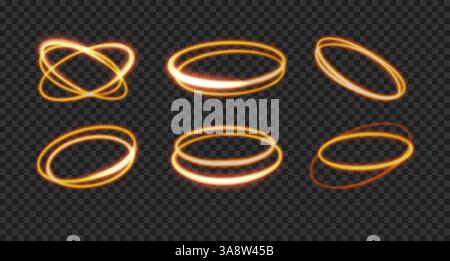 Vector bright thin and glowing golden halo. Stock Vector