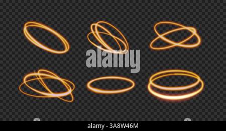 Vector bright thin and glowing golden halo. Stock Vector