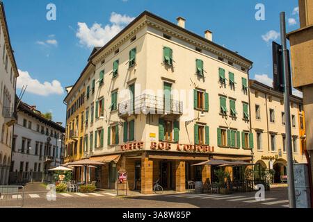 Udine, Italy - July 9th 2024. Historic cafe on Via Vittorio Veneto, Udine centre. Late C19th-early C20th late Neoclassical-early Liberty Art Nouveau Stock Photo
