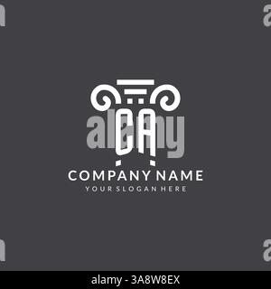 Monogram CA logo for law firm with pillar icon in modern and creative geometric style vector graphic Stock Vector