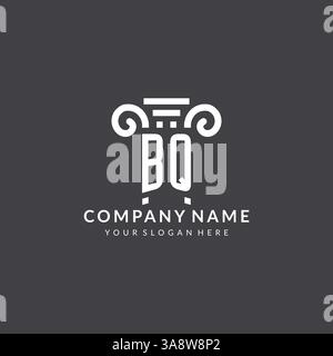 Monogram BQ logo for law firm with pillar icon in modern and creative geometric style vector graphic Stock Vector