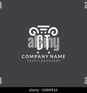 Monogram CT logo for law firm with pillar icon in modern and creative geometric style vector graphic Stock Vector