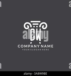 Monogram CW logo for law firm with pillar icon in modern and creative geometric style vector graphic Stock Vector