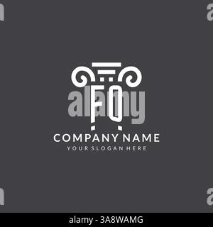 Monogram FO logo for law firm with pillar icon in modern and creative geometric style vector graphic Stock Vector